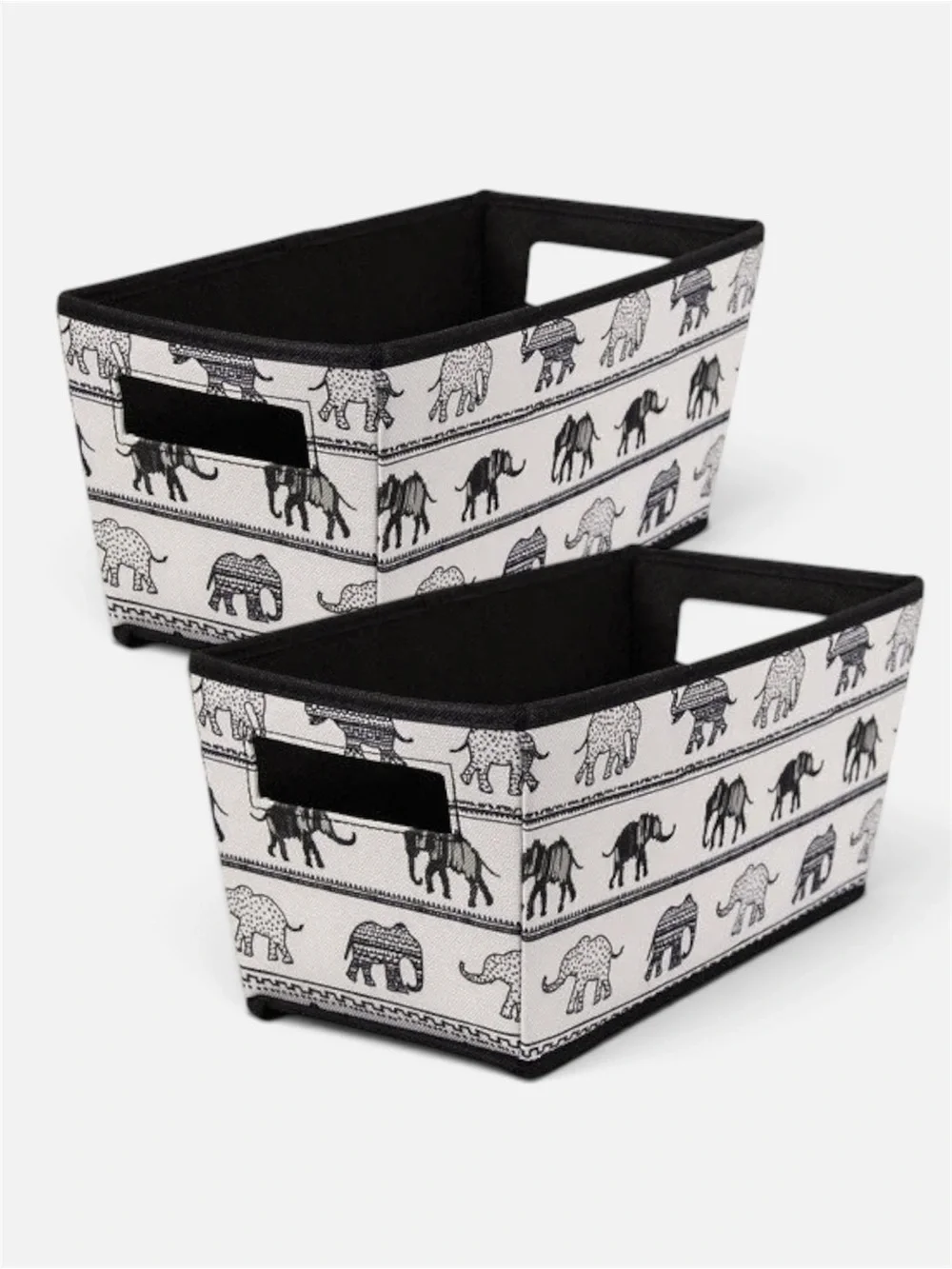 Itso Elephant Black & White Decorative Print Fabric Storage Bin - Set Of 2